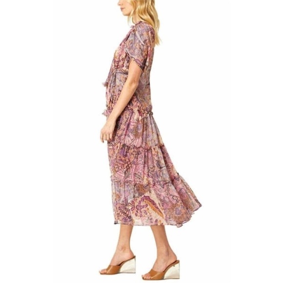 MISA LOS ANGELES Ilya Augusta Batik Tiered Ruffle Chiffon Midi Dress - Picture 2 of 15